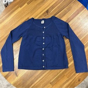 Mini Boden Girls Cardigan Sweater Blue Thin Knit Button Down Cashmere Sz 11-12 Y